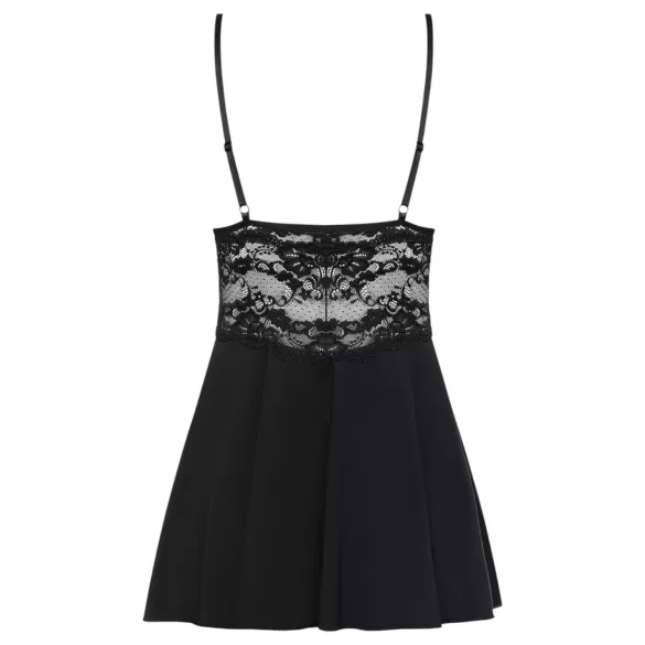 Obsessive - pitsibabydoll ja stringit (musta) - L/XL