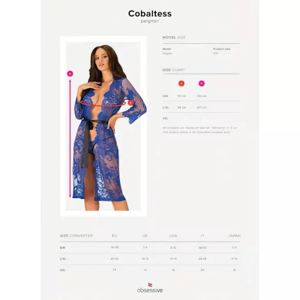 Obsessive Cobaltess - pitsinen aamutakki (sininen) - L/XL