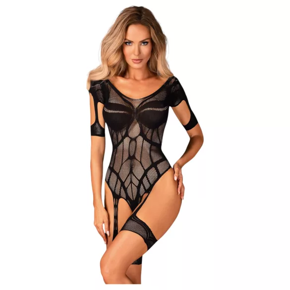 Obsessive - avoin verkkobody kuviollinen - musta - S-L
