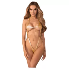   Obsessive Anyya - kettinkoristeinen keinonahkainen body (kultainen)