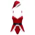 Obsessive Hot Santa - kolmen osan joulumuori-asu naisille (punainen)