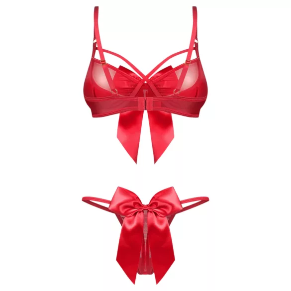 Obsessive Gifty - kaksiosainen seksikäs alusasusetti naisille (punainen) - L/XL