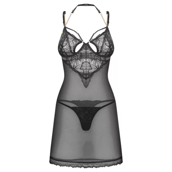 Obsessive Matildea - yömekko ja stringit -setti (musta) - L/XL