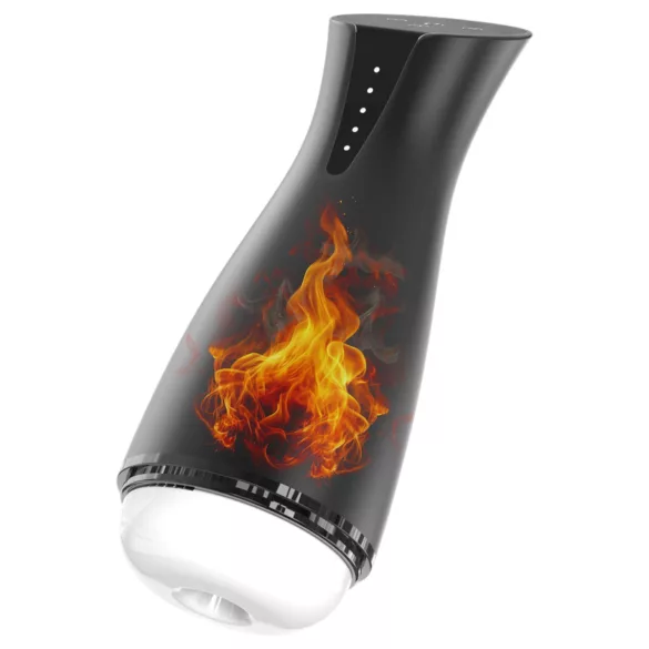 Men's Play - miesten masturbaattori imulla ja värinällä - lämmitettävä musta