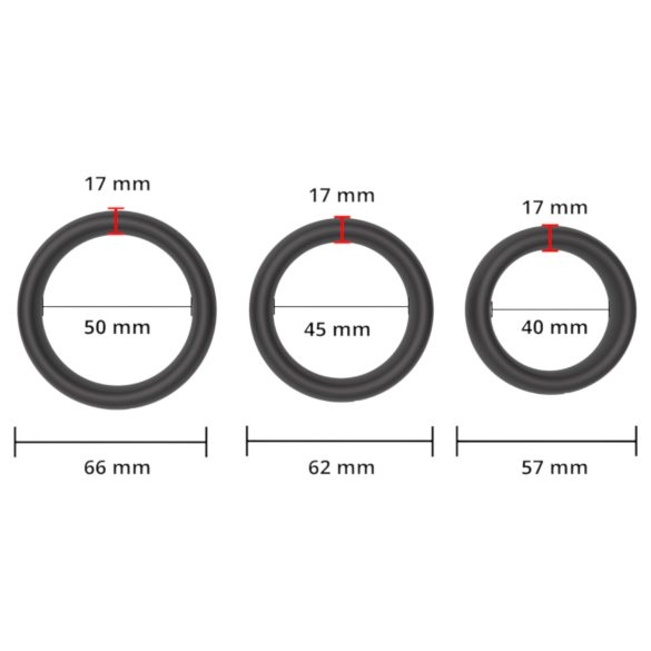 Men's Play - penisrenkaat setti - paksu malli - musta (3 kpl)