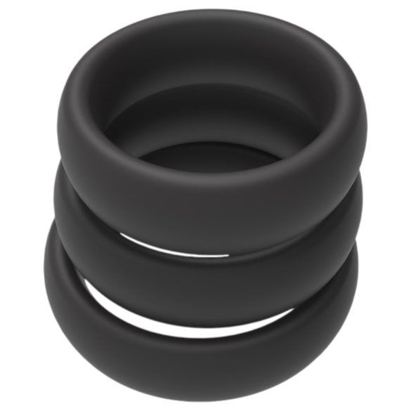 Men's Play - penisrenkaat setti - paksu malli - musta (3 kpl)