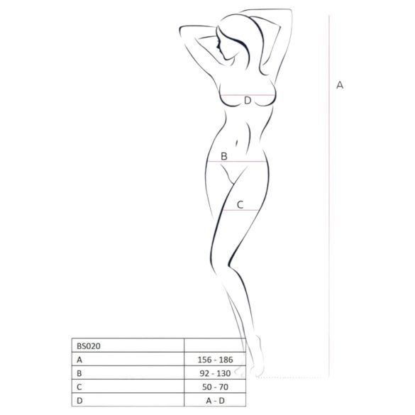 Passion BS020 - avoin pitsibody koristeilla - musta - S-L