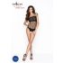 Passion BS035 - olkaimella varustettu, avoin verkkobodysuit (musta) - S-L