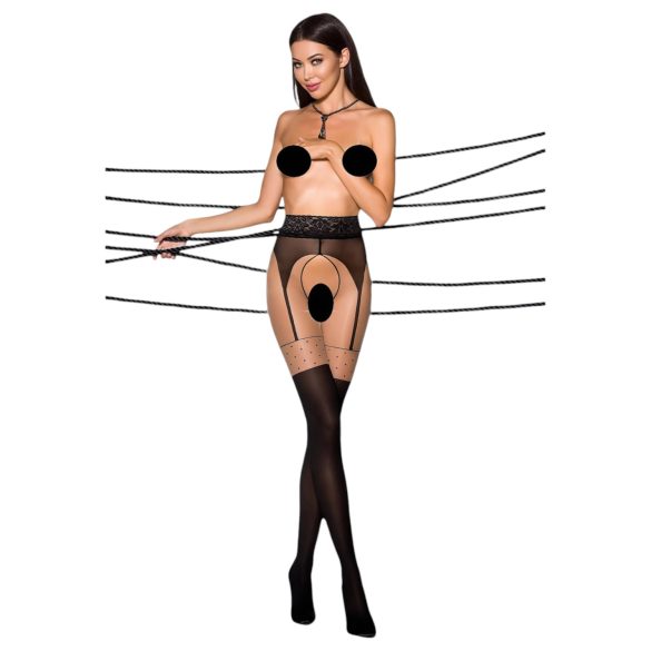 Passion Ti Open 003 - sukkanauhaefektisukat - musta