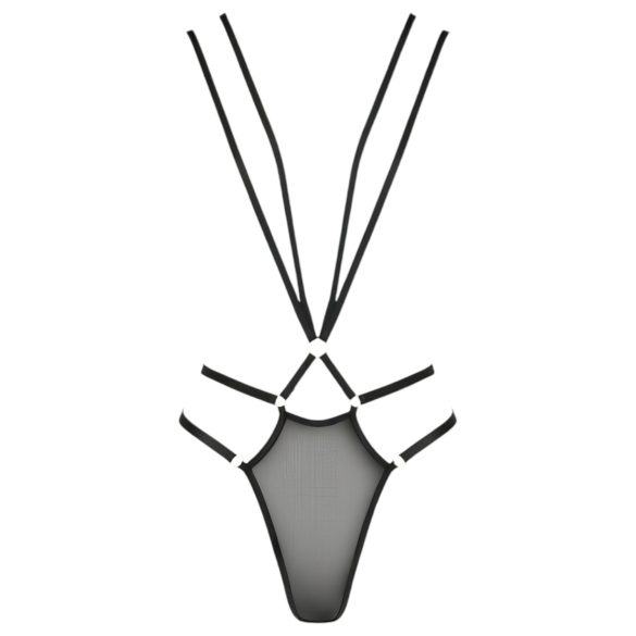 Passion Devil Kirsikka - metallisormuksilla varustettu body-valjaat (musta) - L/XL