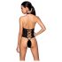 Passion Nancy - avoin, ristikkäin musta body - L/XL