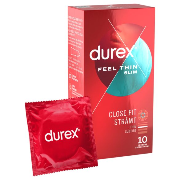 Durex Feel Thin Slim – luonnollisen tuntuinen kondomi (10 kpl)
