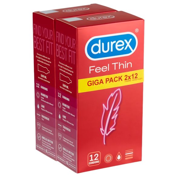 Durex Feel Thin - luonnollinen tunne kondomipakkaus (2x12 kpl)