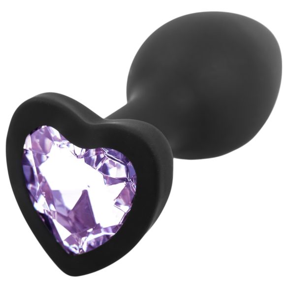Sunfo - silikoninen anustappi sydämenmuotoisella kivellä (musta-violetti)