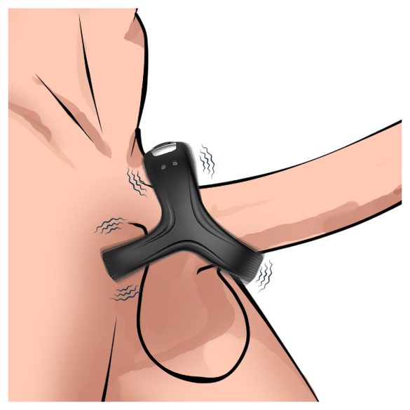 AlvUp - vibraatiopenisrengas ja kivestenrengas - musta