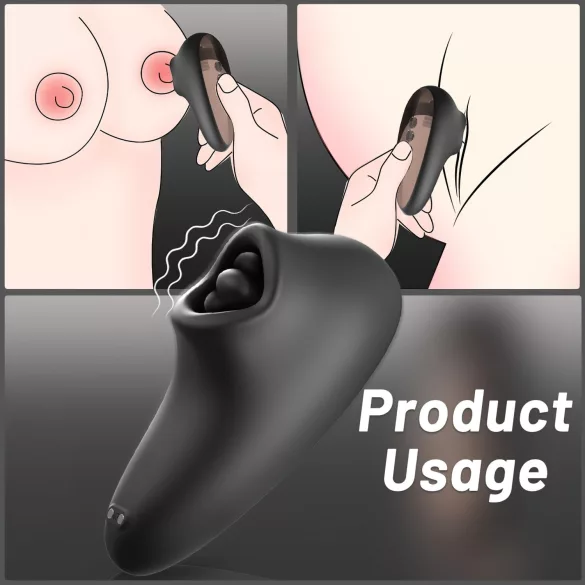 Sex HD Mirror - suuseksivibraattori lämmitystoiminnolla - musta