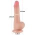 Lovetoy - dildo tapaduttimella - kaksikerroksinen liukuva iho - 19,5 cm nude