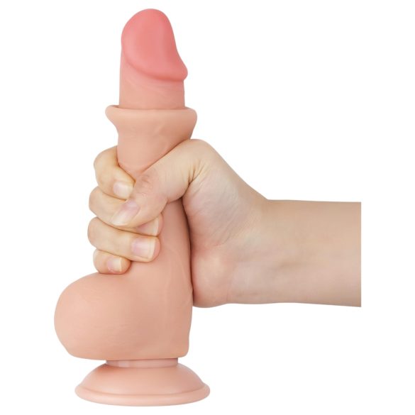 Lovetoy - dildo tapaduttimella - kaksikerroksinen liukuva iho - 19,5 cm nude