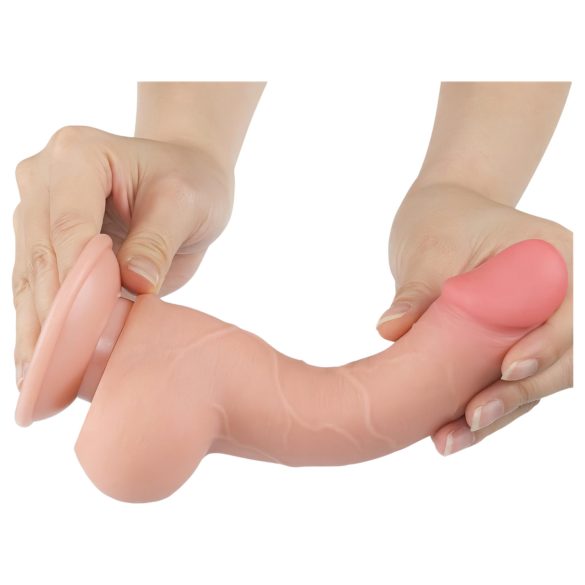 Lovetoy - dildo tapaduttimella - kaksikerroksinen liukuva iho - 19,5 cm nude