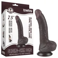  Sliding-Skin - kaksikerroksinen dildotappi imukupilla - 19,5 cm (ruskea)