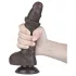 Lovetoy Sliding-Skin - kiinnittyvä kaksikerroksinen dildo - 19,5 cm - ruskea