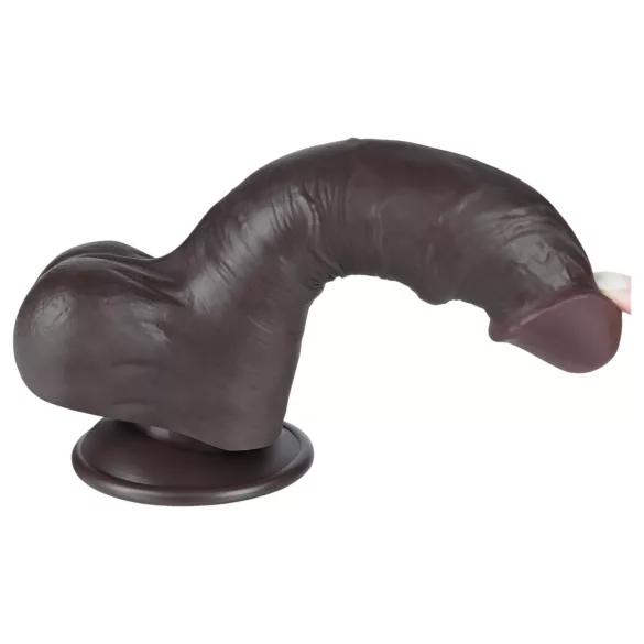 Lovetoy Sliding-Skin - realistinen kivesdildo - kaksikerroksinen 20 cm - ruskea