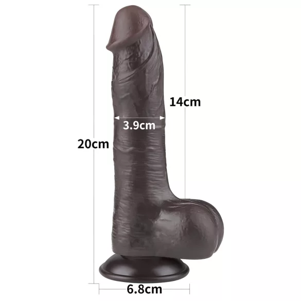 Lovetoy Sliding-Skin - realistinen kivesdildo - kaksikerroksinen 20 cm - ruskea