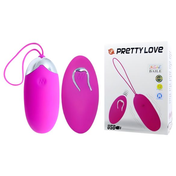 Pretty Love Berger - ladattava, radio-ohjattava vibraattorimuna (pinkki)