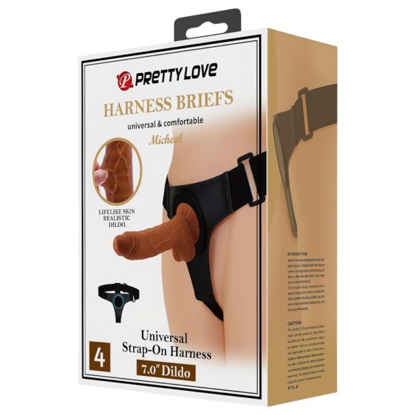 Pretty Love - strap-on valjaat - mukana dildo 17 cm - musta