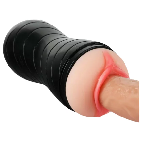 Vibeconnect - masturbaattori suun ja vaginan muotoinen - luonnollinen/musta