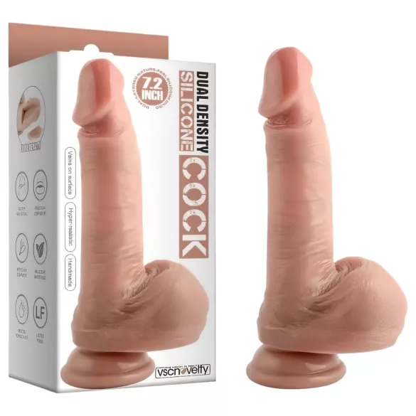 Dual Density - imukuppikiinnitteinen, kiveksellinen realistinen dildo - 18 cm (nude)