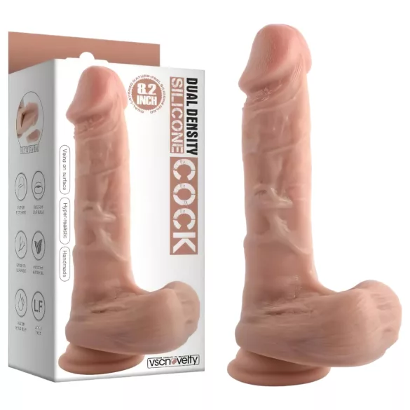 Dual Density - imukupilla varustettu, kiveksellinen realistinen dildo - 20 cm (nude)