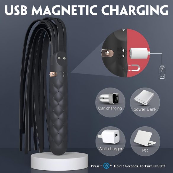 Sex HD Bloody Mary - ladattava, vedenpitävä vibraattori ja piiska (musta)