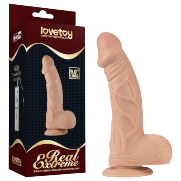 Lovetoy Real Extreme - dildo imukupilla - 23 cm - luonnollinen