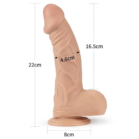 Lovetoy Real Extreme - dildo imukupilla - 23 cm - luonnollinen