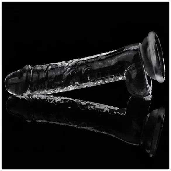 Lovetoy Flawless Clear - dildo imukupilla - 19 cm - läpinäkyvä