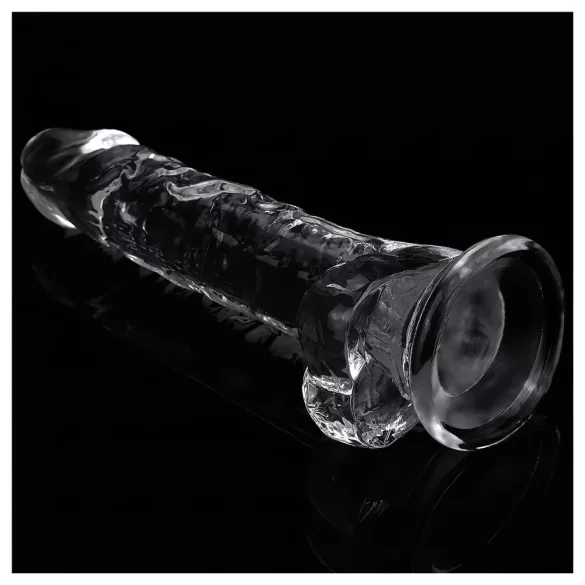 Lovetoy Flawless Clear - dildo imukupilla - 19 cm - läpinäkyvä