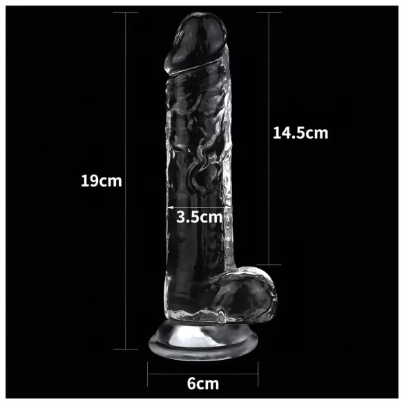 Lovetoy Flawless Clear - dildo imukupilla - 19 cm - läpinäkyvä