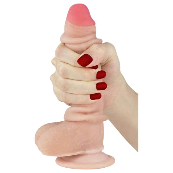 Lovetoy Sliding-Skin - kaksikerroksinen dildo - 18 cm (luonnollinen)