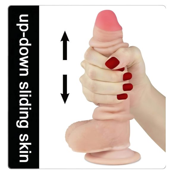 Lovetoy Sliding-Skin - kaksikerroksinen dildo - 18 cm - luonnollinen