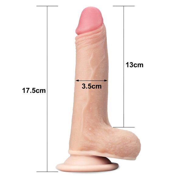 Lovetoy Sliding-Skin - kaksikerroksinen dildo - 18 cm - luonnollinen