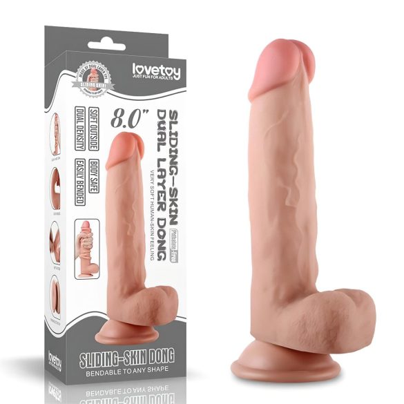 Lovetoy Sliding-Skin - realistinen kaksikerroksinen dildo - 21 cm - iho