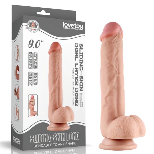 Lovetoy - kaksikerroksinen dildo - realistinen iho - 23 cm - vaalea