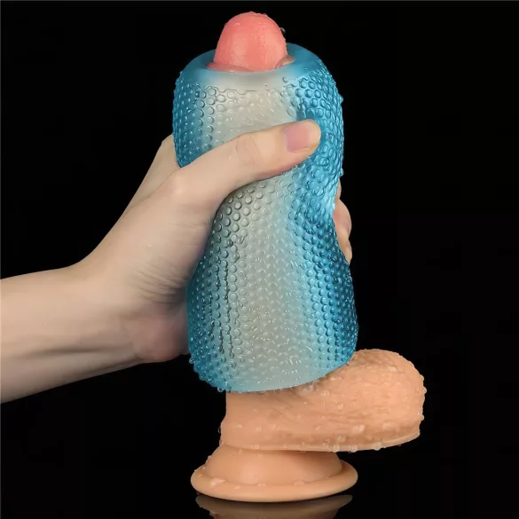 Lovetoy Training Master - kaksipuolinen, uritettu masturbaattori (sininen)