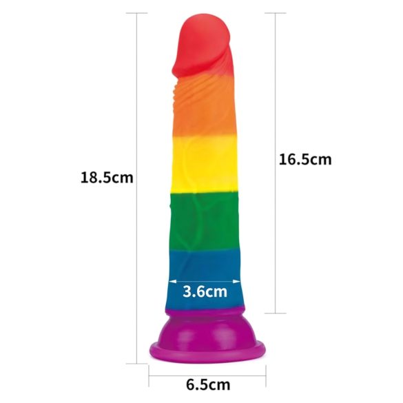 Lovetoy Prider - realistinen dildo - 19 cm - sateenkaari