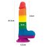 Lovetoy Prider - aidon tuntuinen dildo, sateenkaari, 20cm