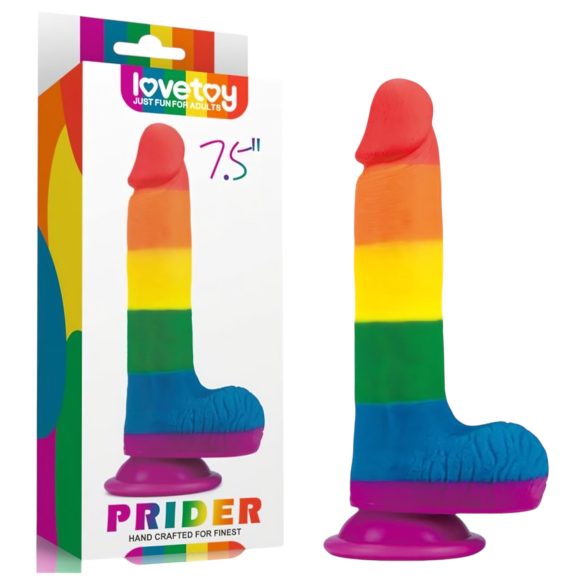 Lovetoy Prider - realistinen pallillinen dildo - 20cm - sateenkaari