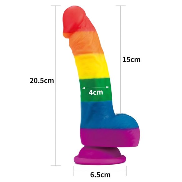Lovetoy Prider - realistinen silikonidildo - 19cm (sateenkaari)