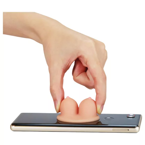 Lovetoy - imukuppikiinnitteinen puhelinteline - isot rinnat - luonnollinen