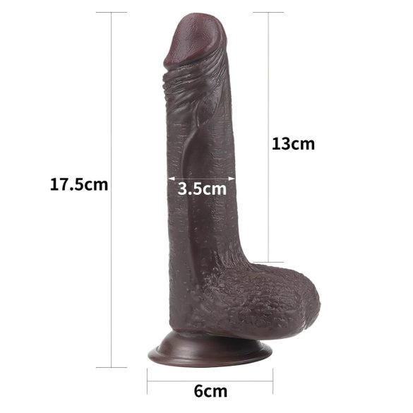Lovetoy Sliding-Skin - kaksikerroksinen dildo - 18 cm - ruskea